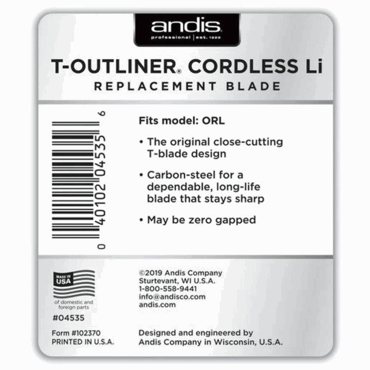 Andis Cordless T - Outliner Li Replacement T - Blade 04535 - Barberecho Warehouse