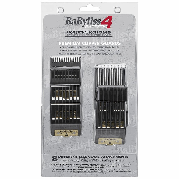 BaByliss 4 Barbers Premium Clipper Guards 8 Pcs Comb Set FXPCG - Barberecho Warehouse