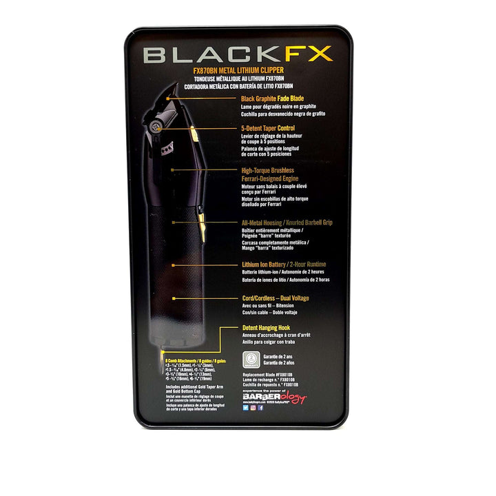 BaBylissPRO Barberology BlackFX Clipper (Black) FX870BN - Barberecho Warehouse