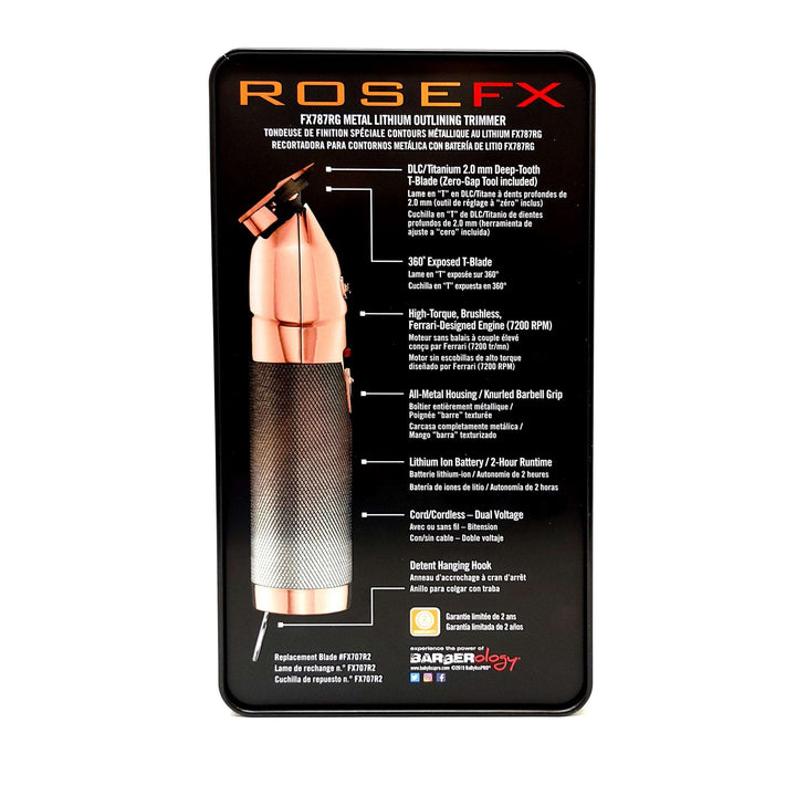 BaBylissPRO Barberology ROSEFX Outlining Trimmer (Rose Gold) FX787RG - Barberecho Warehouse