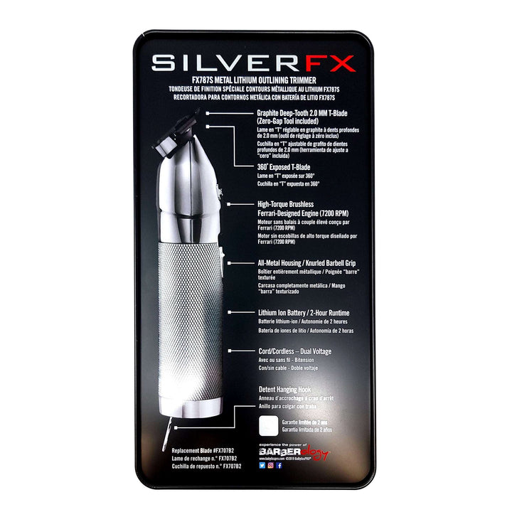 BaBylissPRO Barberology SILVERFX Outlining Trimmer (Silver) FX787S - Barberecho Warehouse