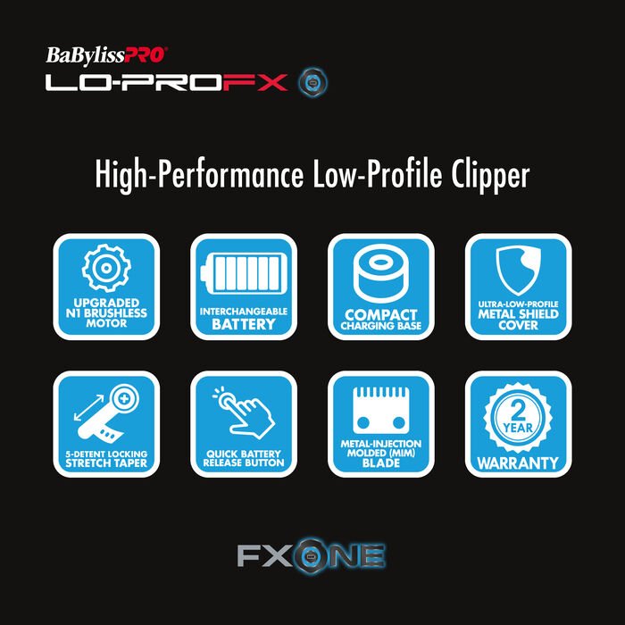 BaBylissPRO FXONE LO - PROFX High Performance Low - profile Clipper FX829 - Barberecho Warehouse