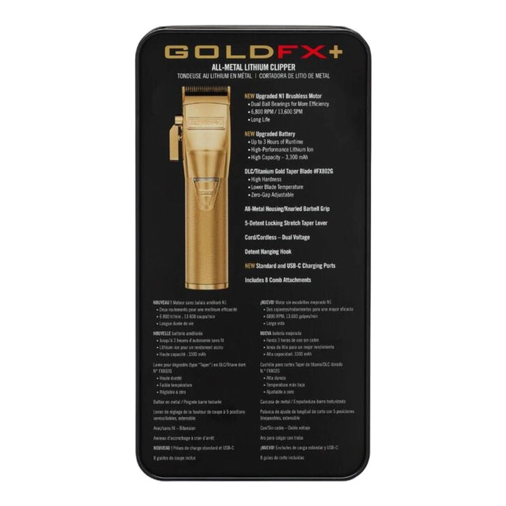 BaBylissPRO GOLDFX+ All - Metal Lithium Clipper FX870NG - Barberecho Warehouse