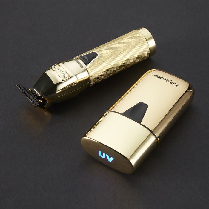 BaBylissPRO LimitedFX Collection Metal Lithium Outlining Trimmer & Single UVFOIL Shaver FXLFHOLPKG - Barberecho Warehouse