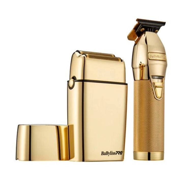 BaBylissPRO LimitedFX Gold Trimmer & Double Foil Shaver Gift Set FXDUOFS2TG - Barberecho Warehouse