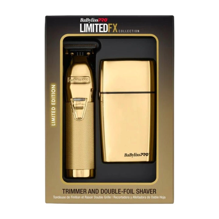 BaBylissPRO LimitedFX Gold Trimmer & Double Foil Shaver Gift Set FXDUOFS2TG - Barberecho Warehouse