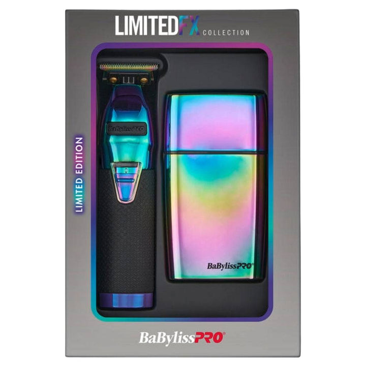 BaBylissPRO Limitedfx Iridescent Trimmer and Double - foil Shaver Gift Set FXDUOFS2TRB - Barberecho Warehouse