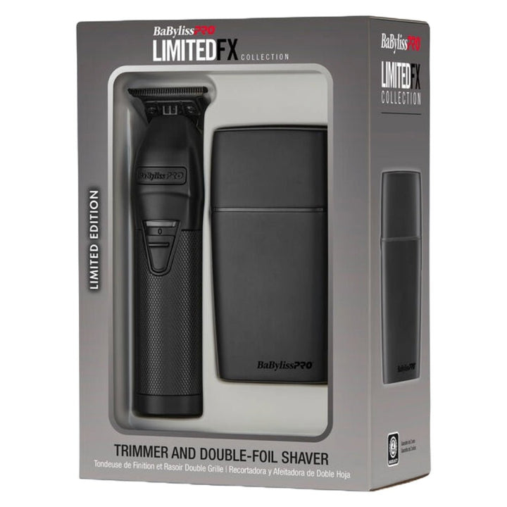 BaBylissPRO LimitedFX Matte Black Trimmer & Double Foil Shaver Gift Set FXDUOFS2TMB - Barberecho Warehouse