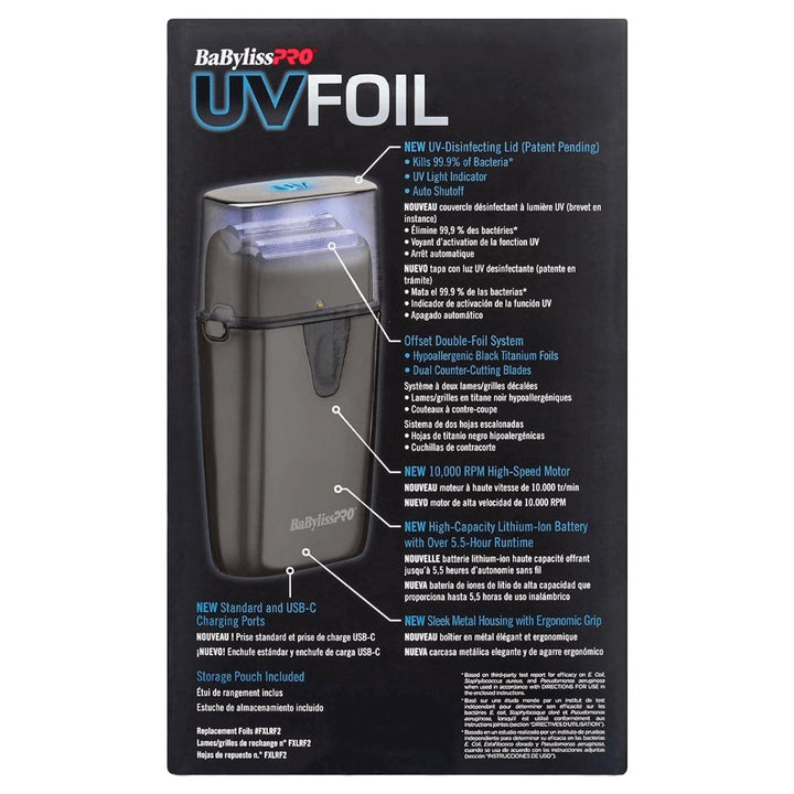 BaBylissPRO UV - Disinfecting Metal Double Foil Shaver FXLFS2 - Barberecho Warehouse